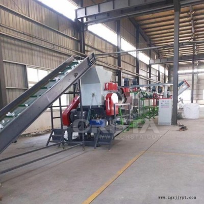 東北亞聚酯塑料瓶脫標破碎清洗機，PET飲料瓶廢料處置利用造粒機