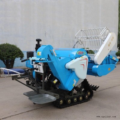 旱田水稻聯(lián)合收割機 橡膠履帶水稻收割脫粒機 稻麥收割脫粒裝袋機
