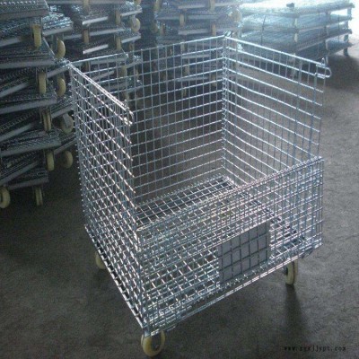鋼絲周轉(zhuǎn)框鐵絲籠折疊式倉儲(chǔ)籠鍍鋅儲(chǔ)物箱蝴蝶籠