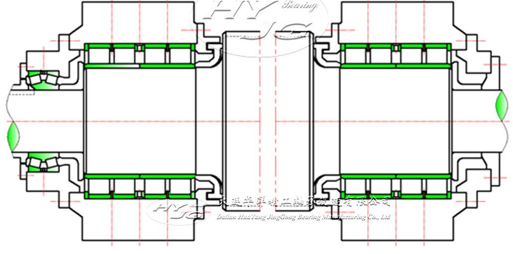 高速四輥冷帶軋機(jī)支承輥軸承裝置（雙列圓錐滾子軸承+四列圓柱滾