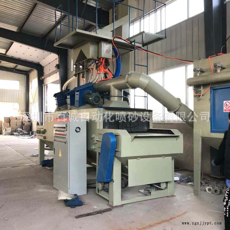 6拋頭橡膠履帶通過式拋丸機 平面輸送式拋丸機 訂制拋丸清理機示例圖6