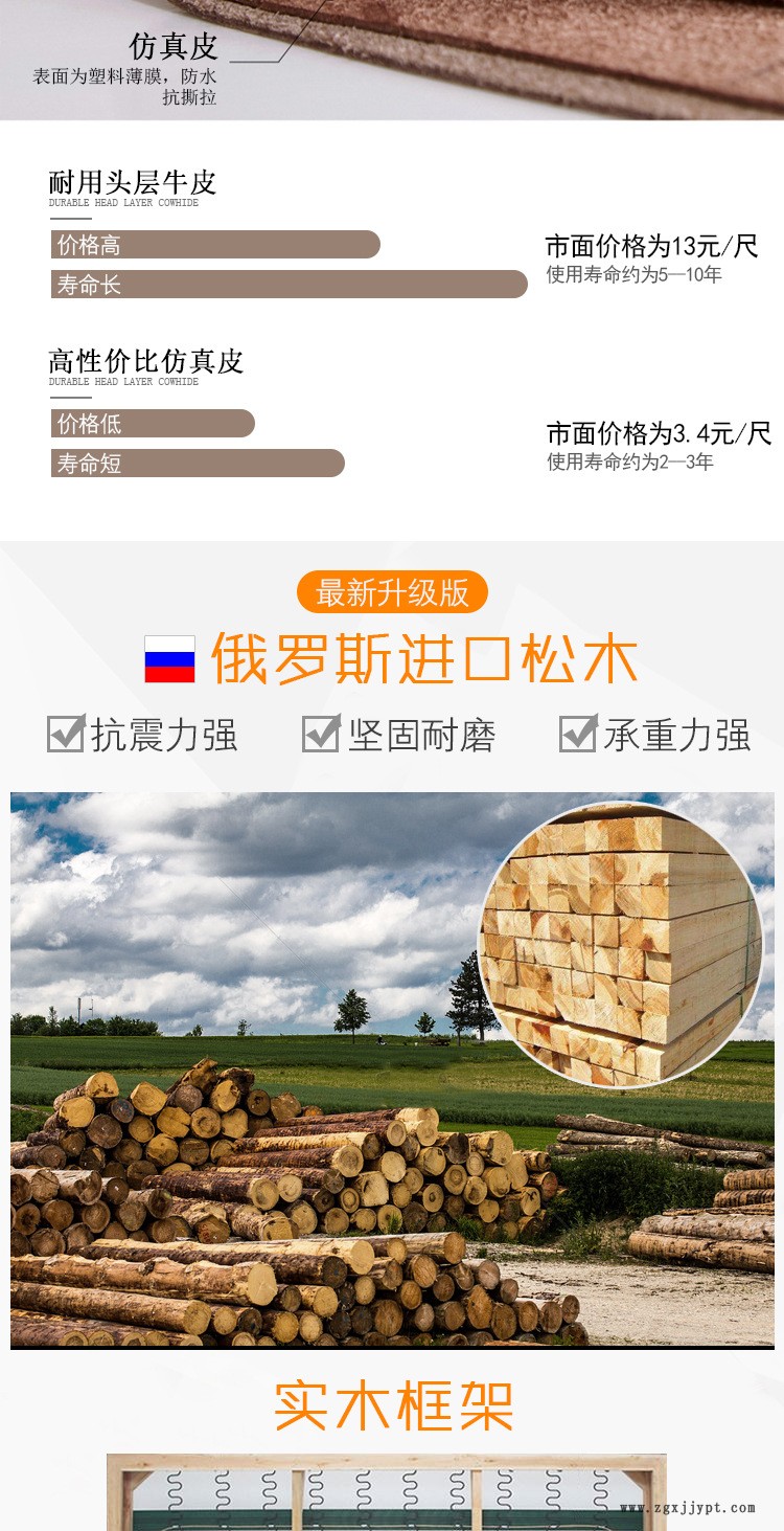 潘神真皮沙發(fā)床氣動(dòng)桿儲(chǔ)物箱頭層牛皮頭枕可活動(dòng)廠家定制送腳踏示例圖5