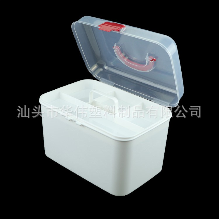 廠直銷塑料藥箱手提醫(yī)用箱長(zhǎng)方形大號(hào)藥箱健康扶貧藥箱雙層藥箱示例圖3