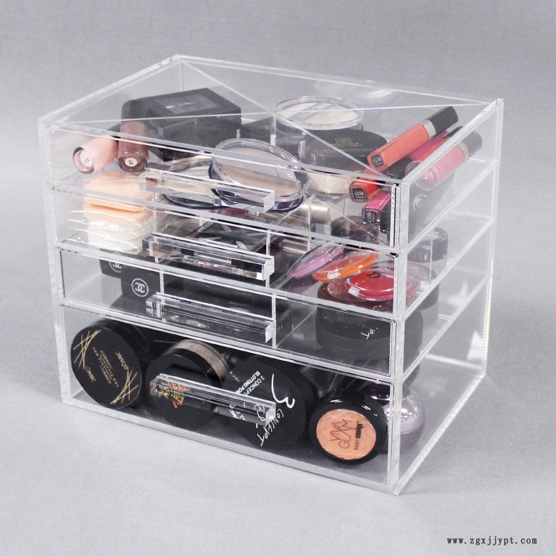 大號(hào)多層 帶抽屜式桌面收納盒化妝品盒亞克力透明化妝品收納盒示例圖4