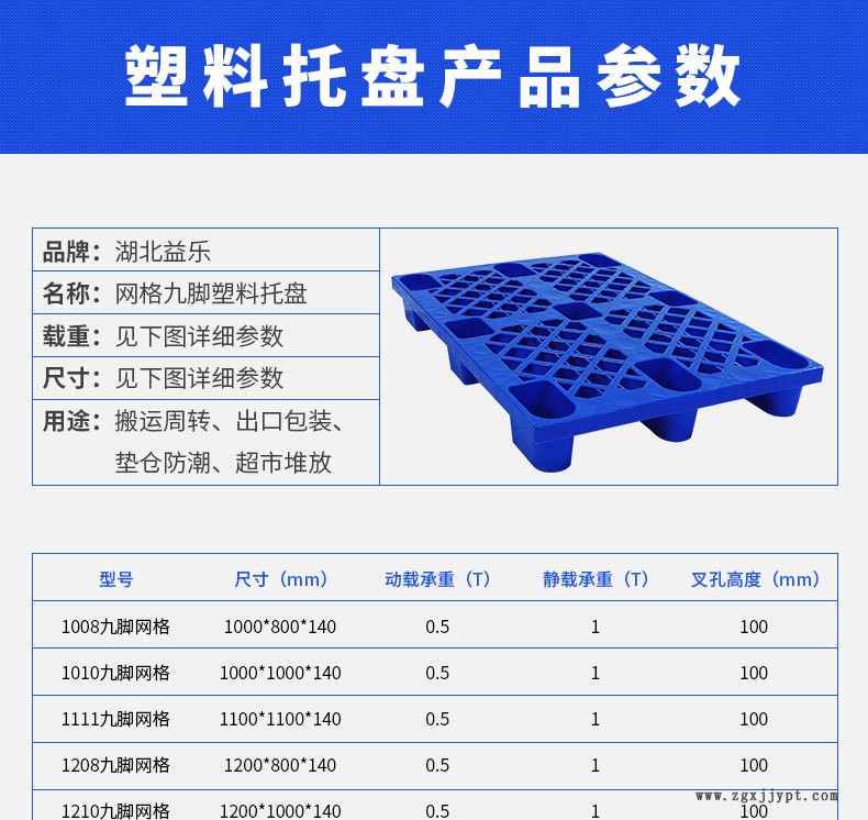 武漢生產(chǎn)叉車托盤 1210輕型九腳網(wǎng)格托盤 塑膠防潮墊板示例圖2