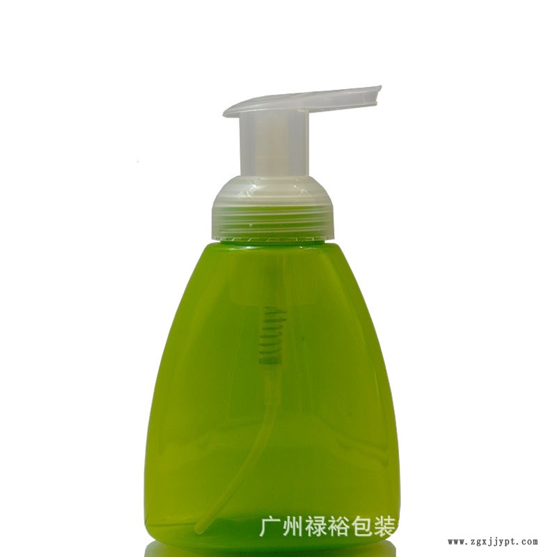 廠家定制供應(yīng)PET泡沫瓶300ml三角形瓶40牙左右開關(guān)泵泡泡洗手液瓶示例圖2