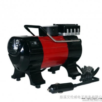 隨車應急便攜式車載充氣泵汽車點煙器12V汽車輪胎打氣筒帶LED燈