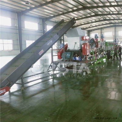 全套處置塑料瓶破碎清洗機，廢舊PET塑料瓶回收再生清洗瓶片機