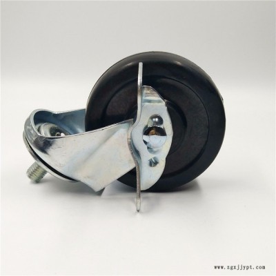 **2寸3寸橡膠萬(wàn)向輪 平底黑色剎車(chē)輪 靜音搬運(yùn)活動(dòng)小輪子