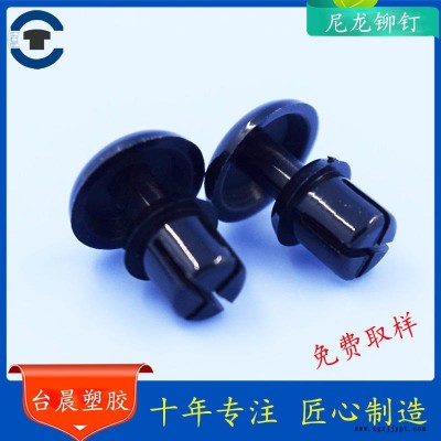 東莞臺晨 生產(chǎn)廠商 尼龍鉚釘 塑膠鉚釘 PA66材質(zhì) R型頭部 按壓式鉚釘